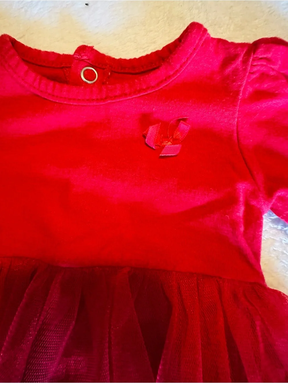 Carter's Red Layered Tulle Dress with Bow